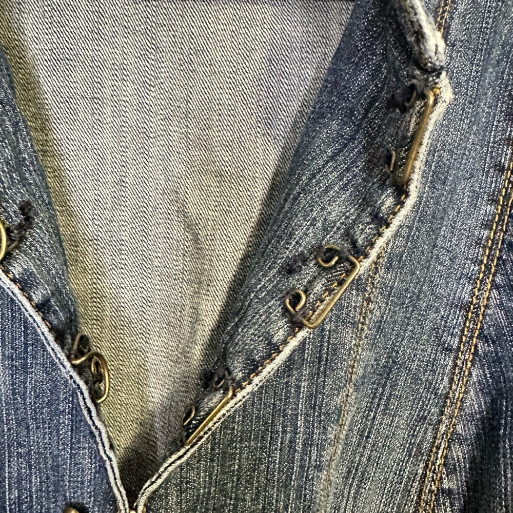 Faded Glory Jean Jacket with Stud and hook and bar closures Band Boho Glam Biker - Picture 3 of 7